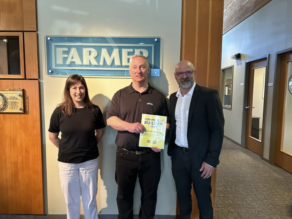 Farmer Construction Limited received a Carpenters Regional Council Community Builder Award in British Columbia