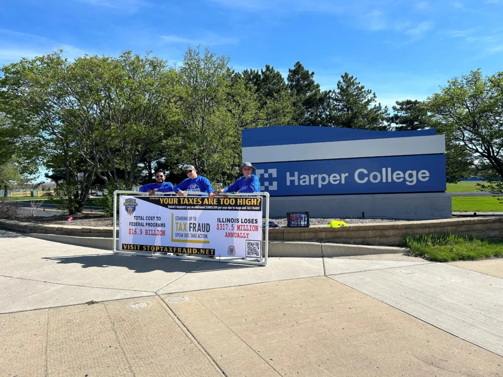 Local 58 Members Bannering at Harper College in Illinois