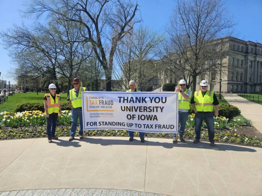 North Central States Carpenters in Iowa City Thanked the University of Iowa for Upholding Area Standards