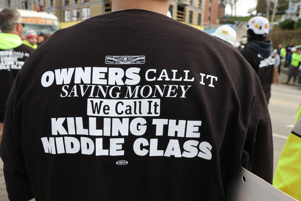 At Tufts University, a mock funeral for the middle class