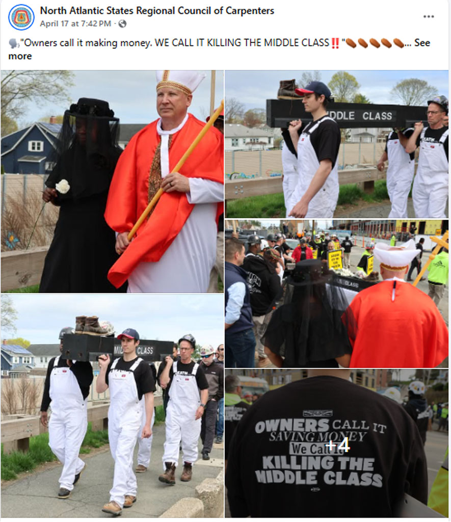 Protesting with a mock funeral at Tufts University